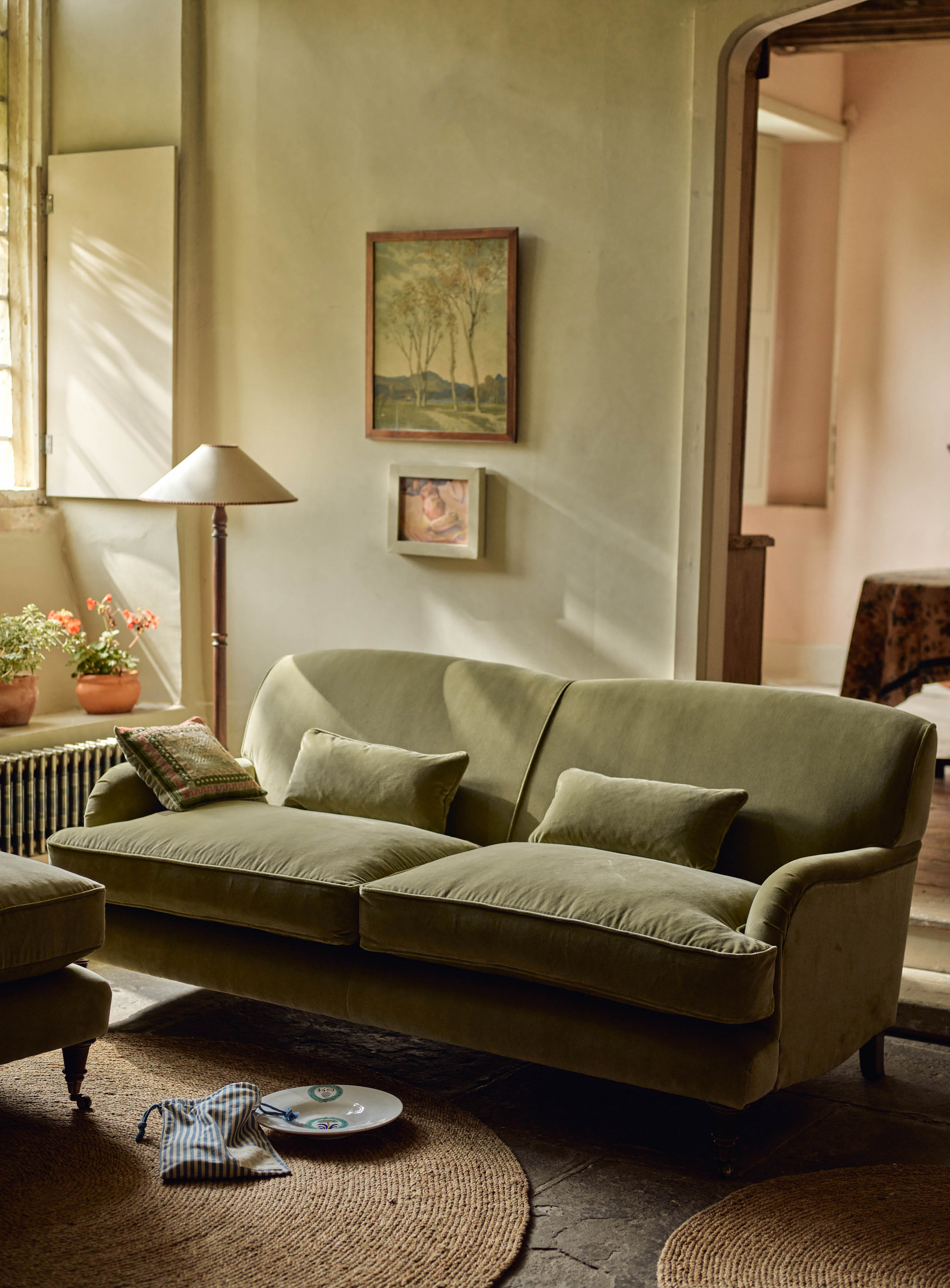 Abington Sofa, Three Seater, Sage Velvet
