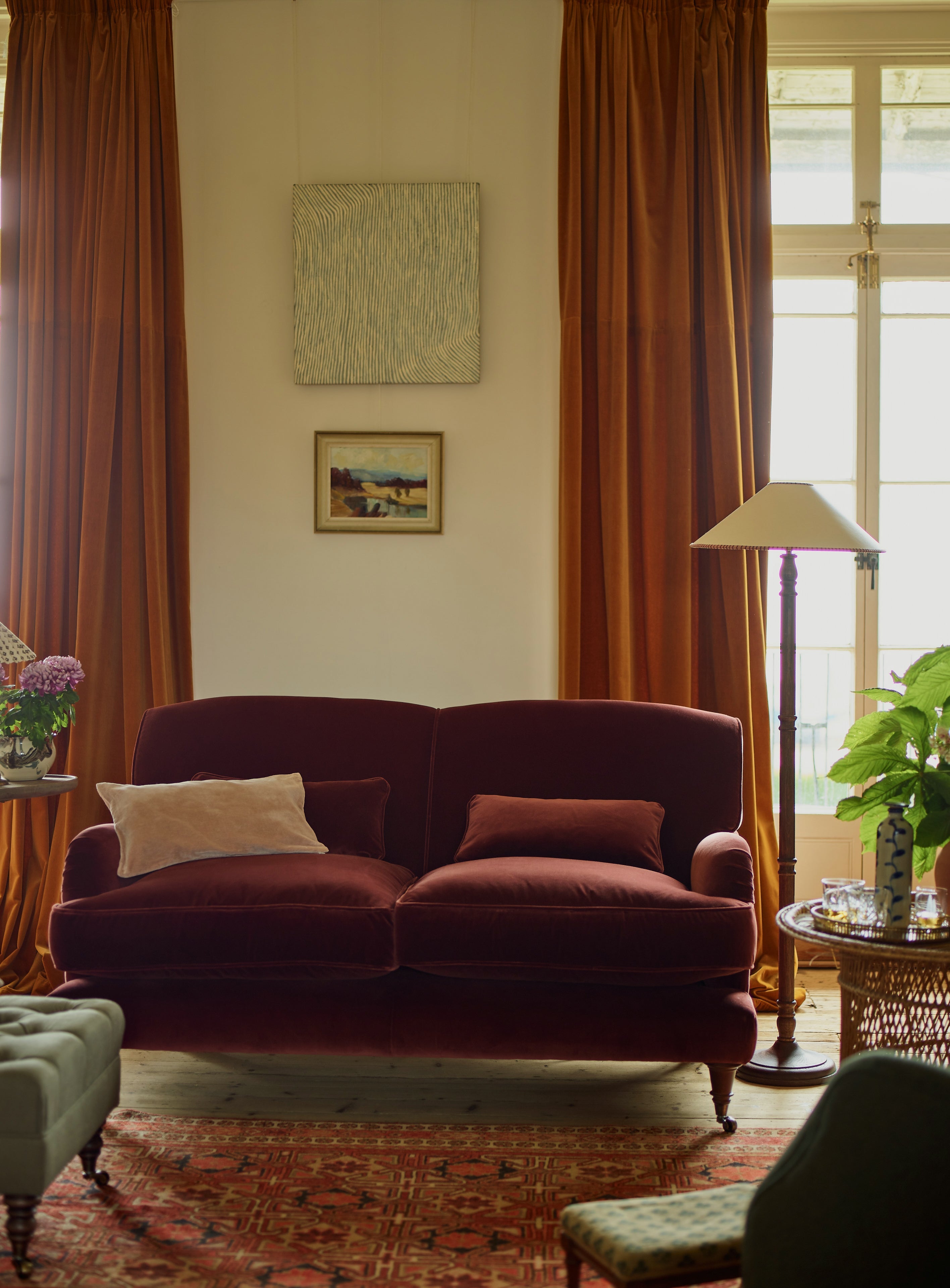 Abington Sofa, Two Seater, Rust Velvet