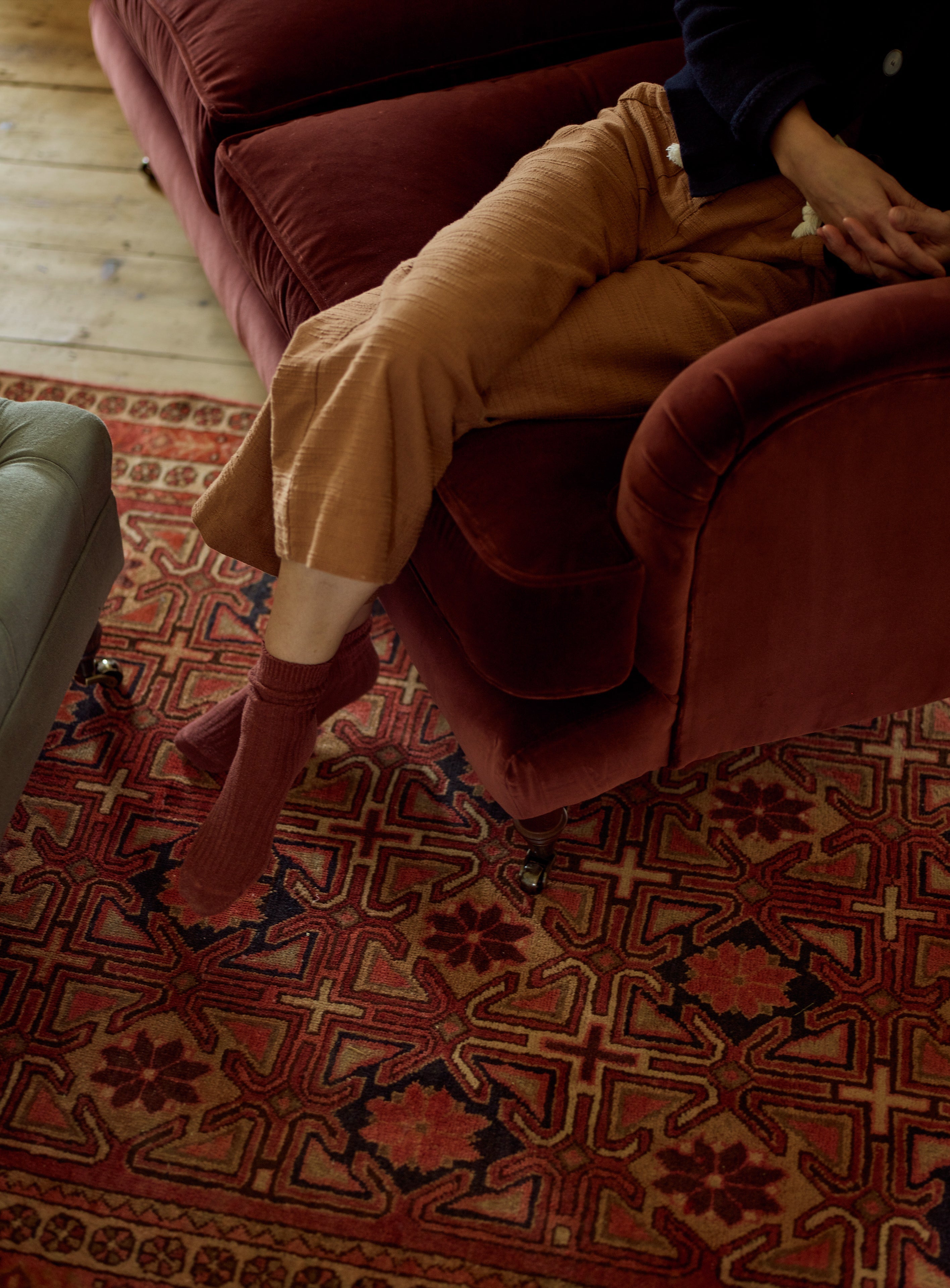 Abington Sofa, Two Seater, Rust Velvet